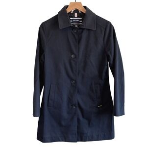 Saint‎ James Trench Coat Navy Blue Size 4 Cotton Button Front French Classic